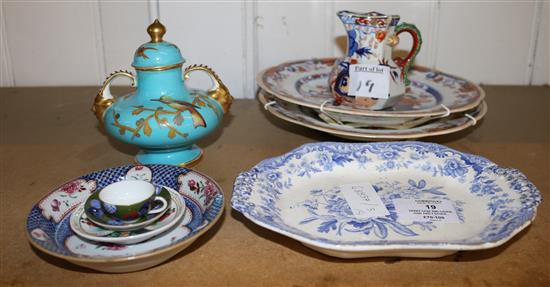 Derby vase and cover, dish and 7 other decorative plates etc
